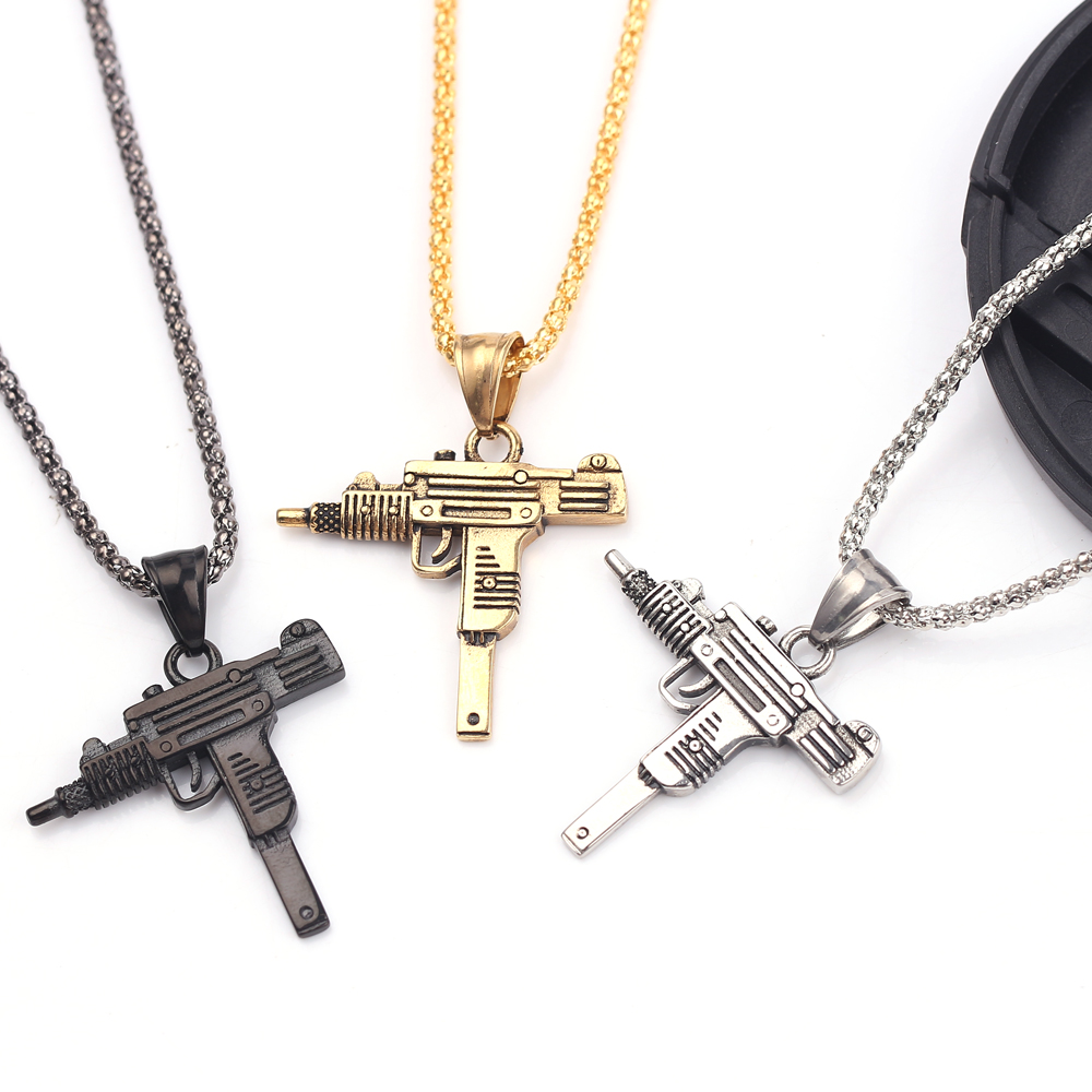 Men'S Accessories Jewelry - Colar Pingente de Arma de Fogo