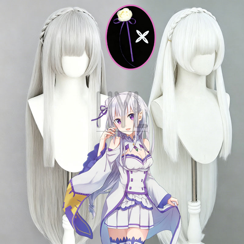 Men Accessories In Silver - Peruca de cosplay anime re:zero emilia,