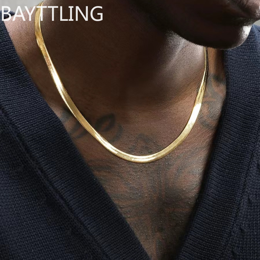 Men'S Accessories Trending - Masculino 925 prata esterlina ouro 4mm