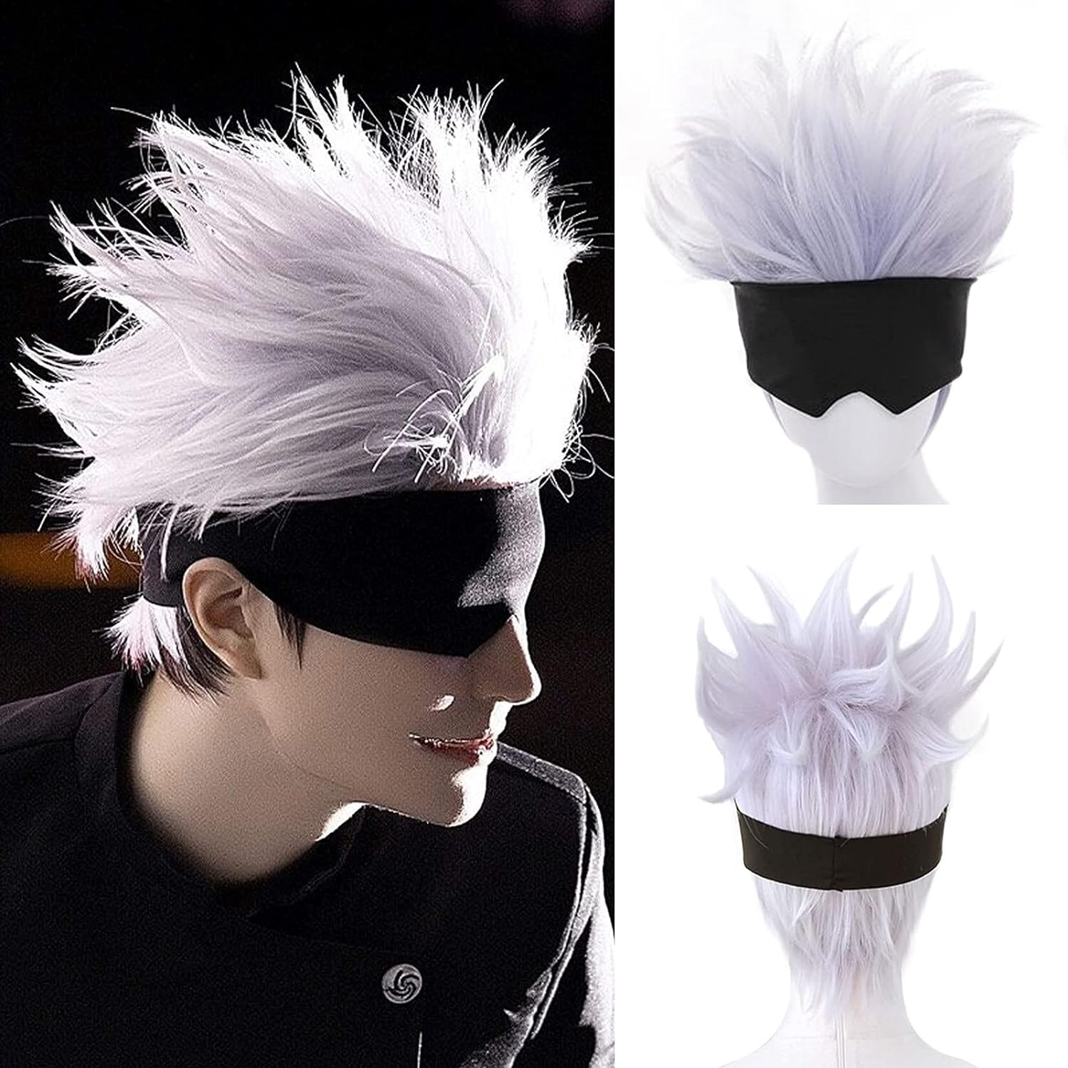 Peruca Cosplay Curta Ondulada, - Men Accessories In Silver avaliação e preço