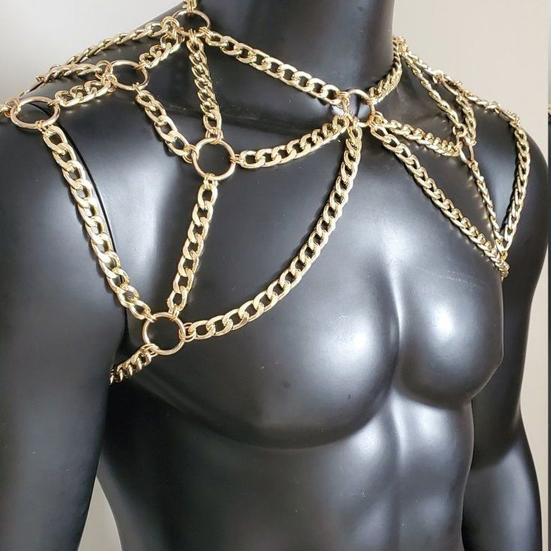 Punk masculino ombro corpo cor - Men Accessories In Silver avaliação e preço