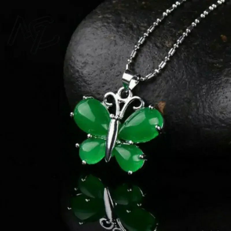 S925 prata verde jade borbolet - Men Accessories In Silver avaliação e preço